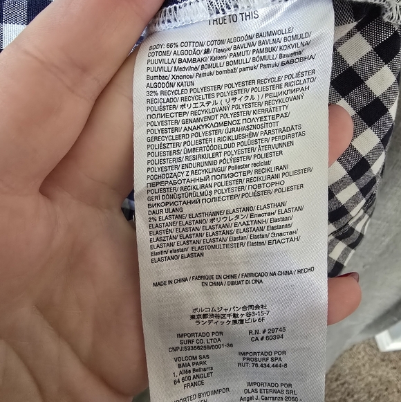 Volcom Georgia May Jagger Mini Overall Dress Gingham Blue Check Jumper Sz S - Picture 5 of 5